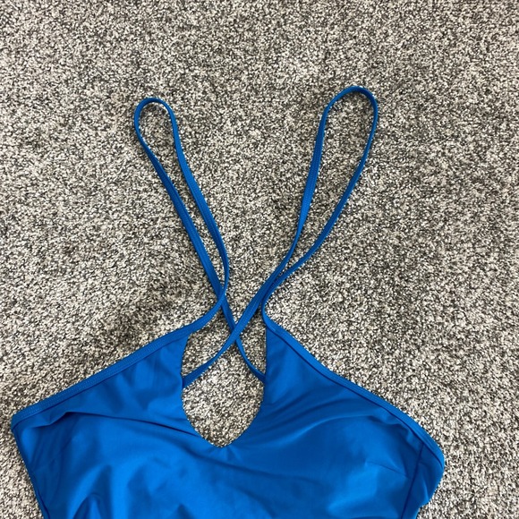 Cupshe Swimsuit Women's Medium One Piece Criss Cross‎ Back Blue Recycled Fabric - Picture 3 of 15